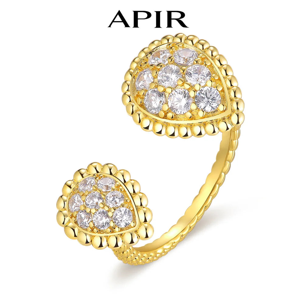 Zircon Inlaid Adjustable Ring