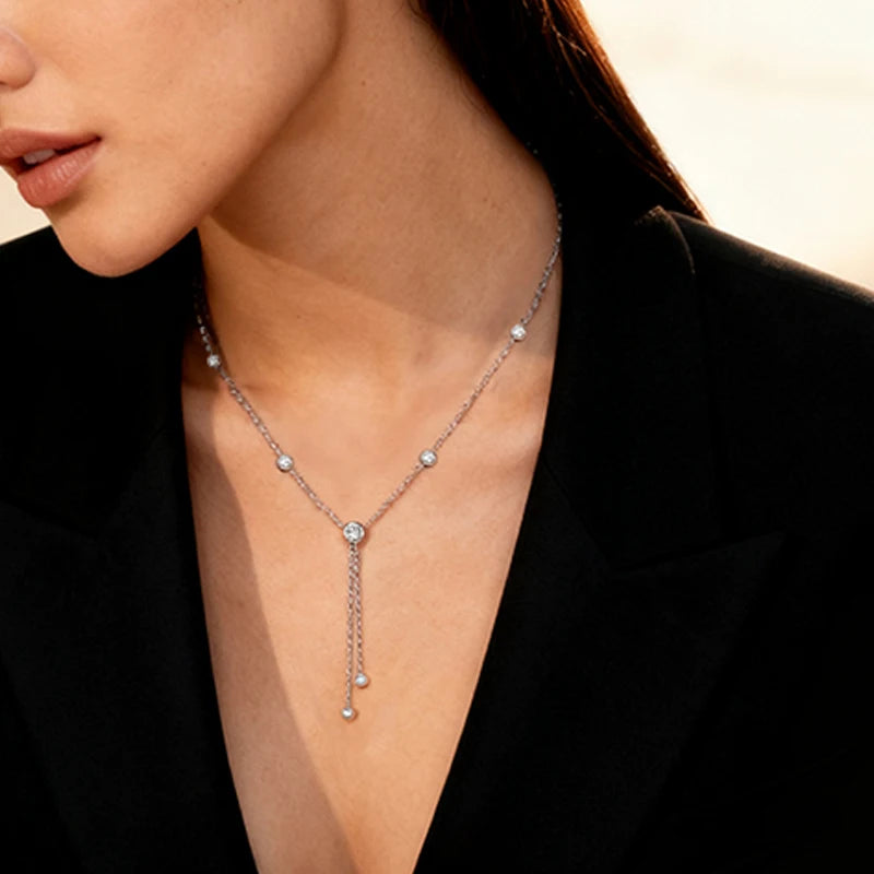 Smyoue Bubble Tassel Moissanite Necklace