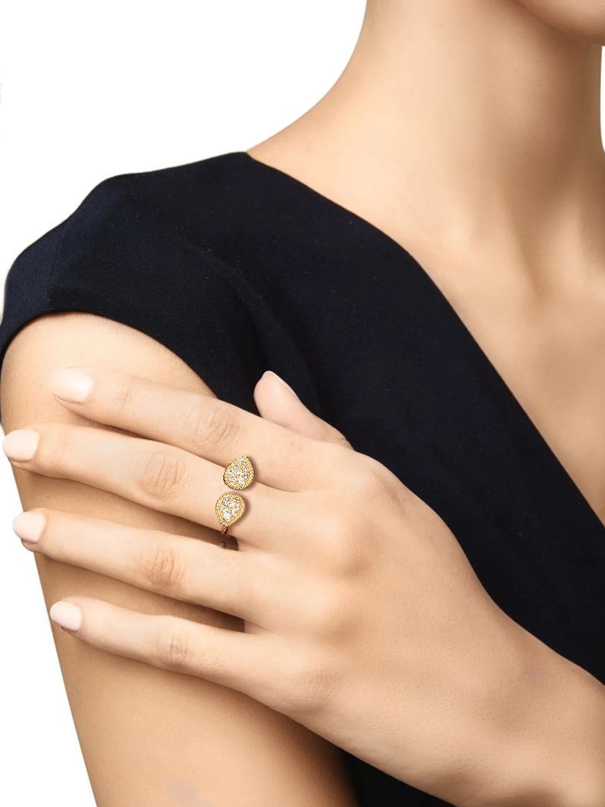 Zircon Inlaid Adjustable Ring