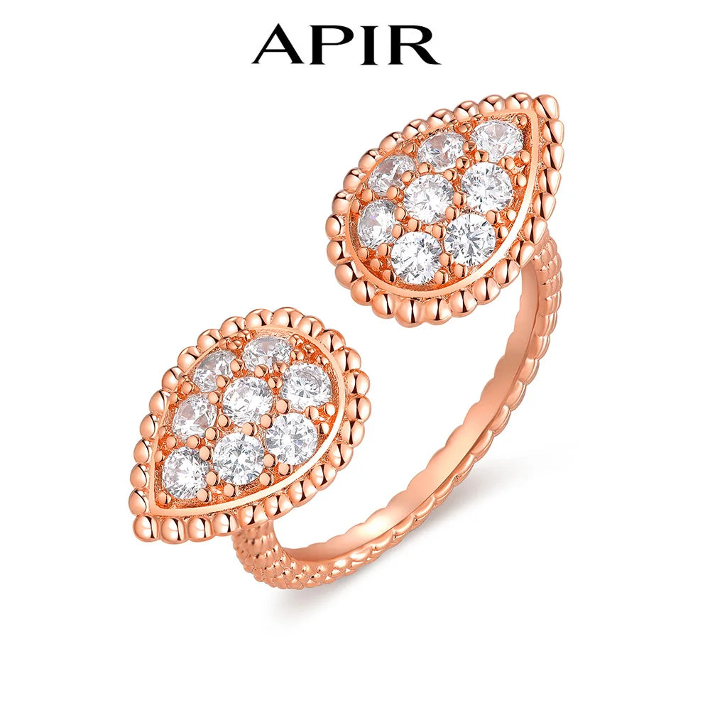 Zircon Inlaid Adjustable Ring