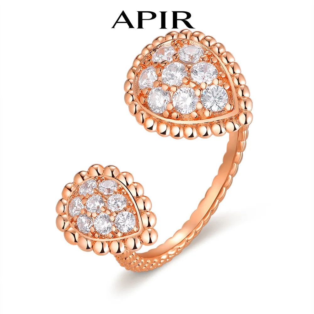 Zircon Inlaid Adjustable Ring