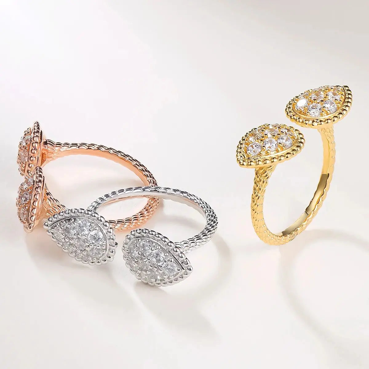 Zircon Inlaid Adjustable Ring