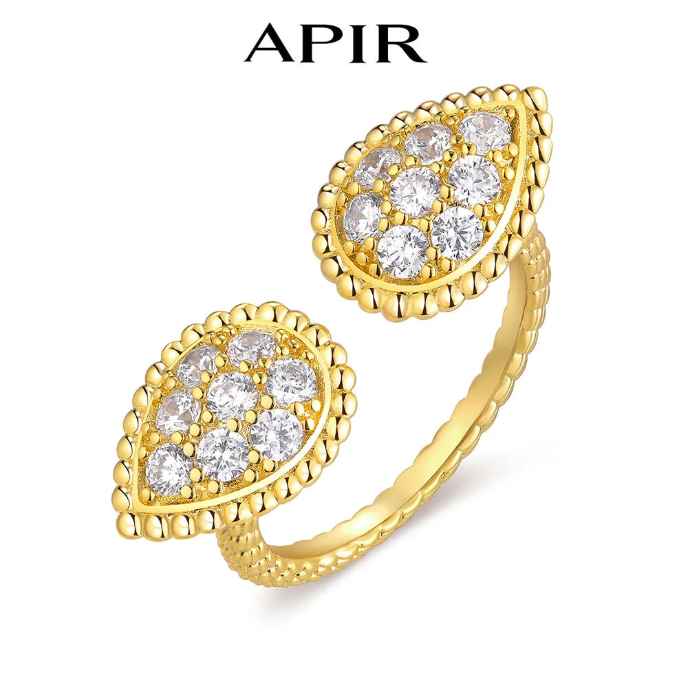 Zircon Inlaid Adjustable Ring