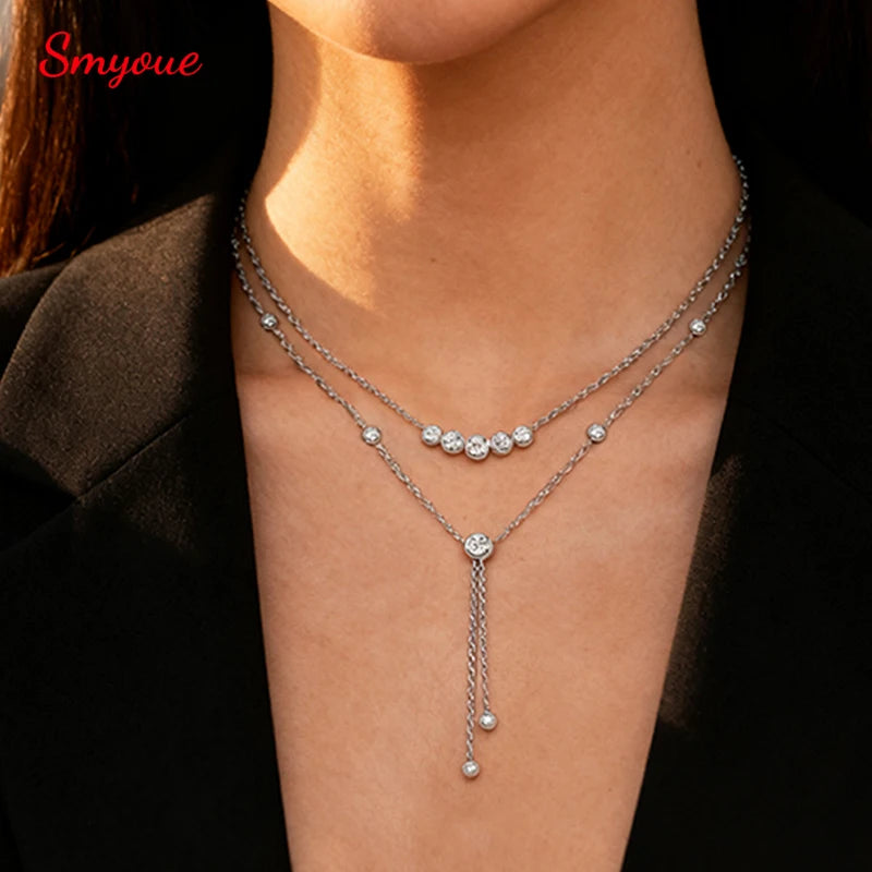 Smyoue Bubble Tassel Moissanite Necklace