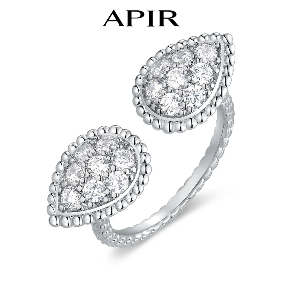 Zircon Inlaid Adjustable Ring