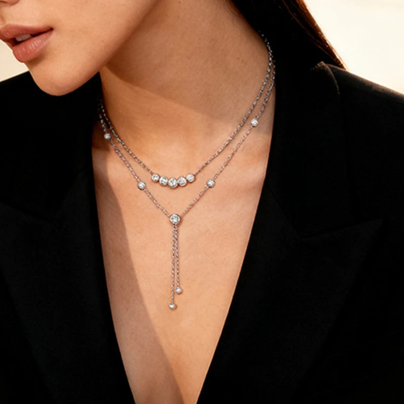 Smyoue Bubble Tassel Moissanite Necklace