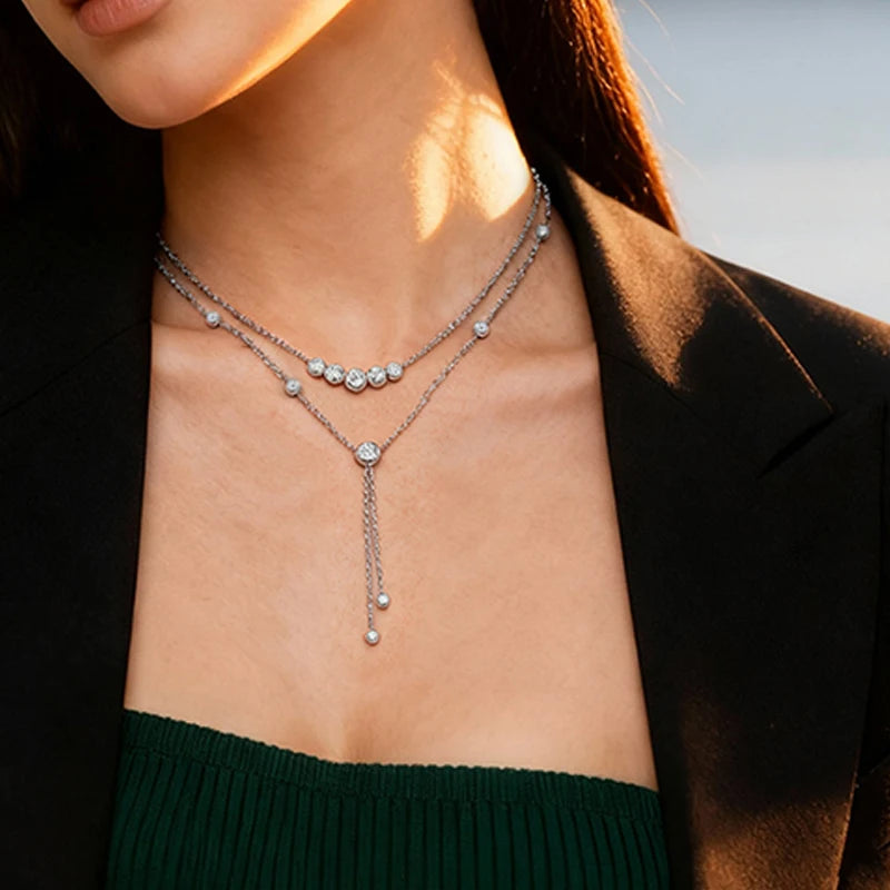 Smyoue Bubble Tassel Moissanite Necklace